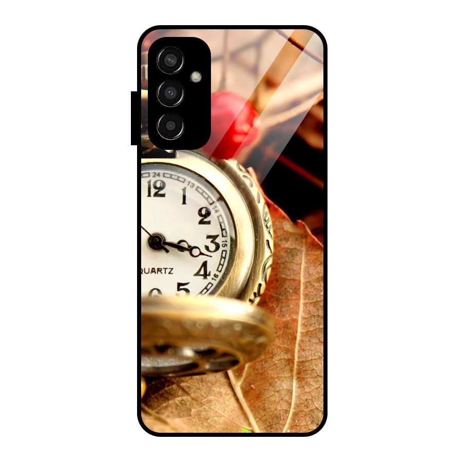 Clock And Cherry Glass Back Case for Galaxy F13