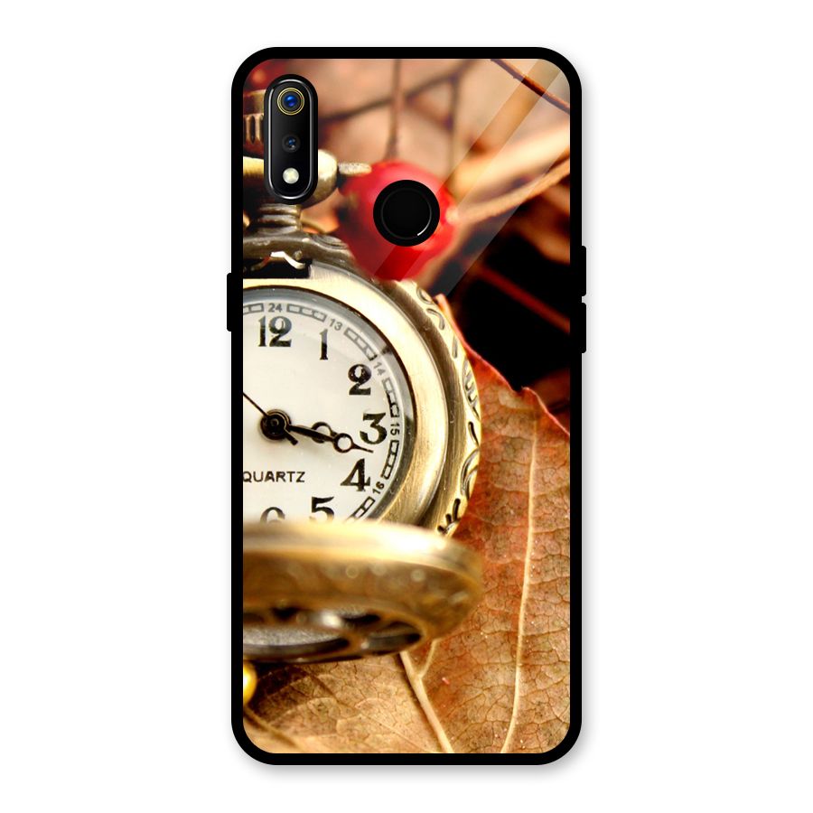 Clock And Cherry Glass Back Case for Realme 3i