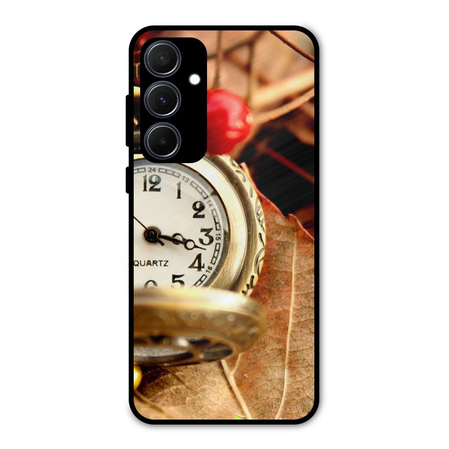 Clock And Cherry Metal Back Case for Galaxy A35
