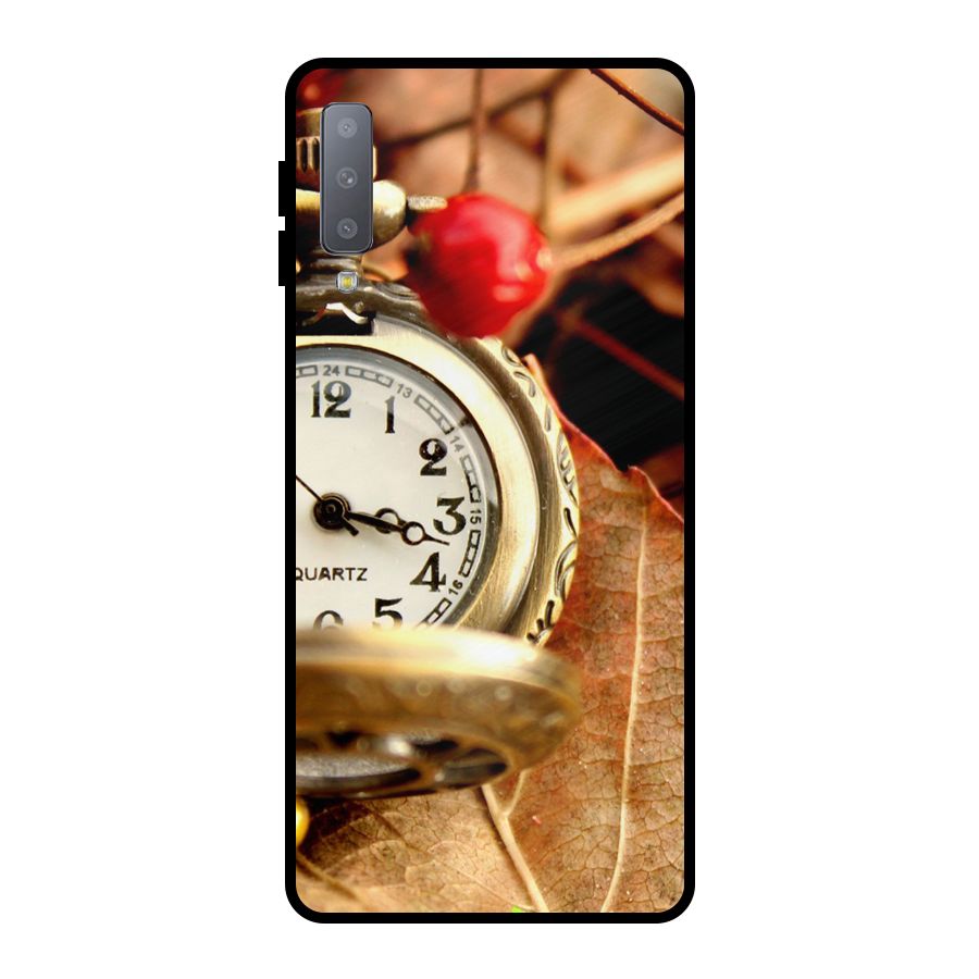 Clock And Cherry Metal Back Case for Galaxy A7 (2018)