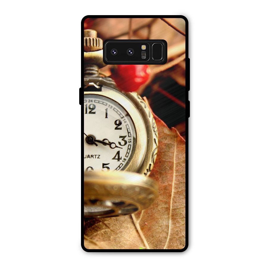 Clock And Cherry Metal Back Case for Galaxy Note 8