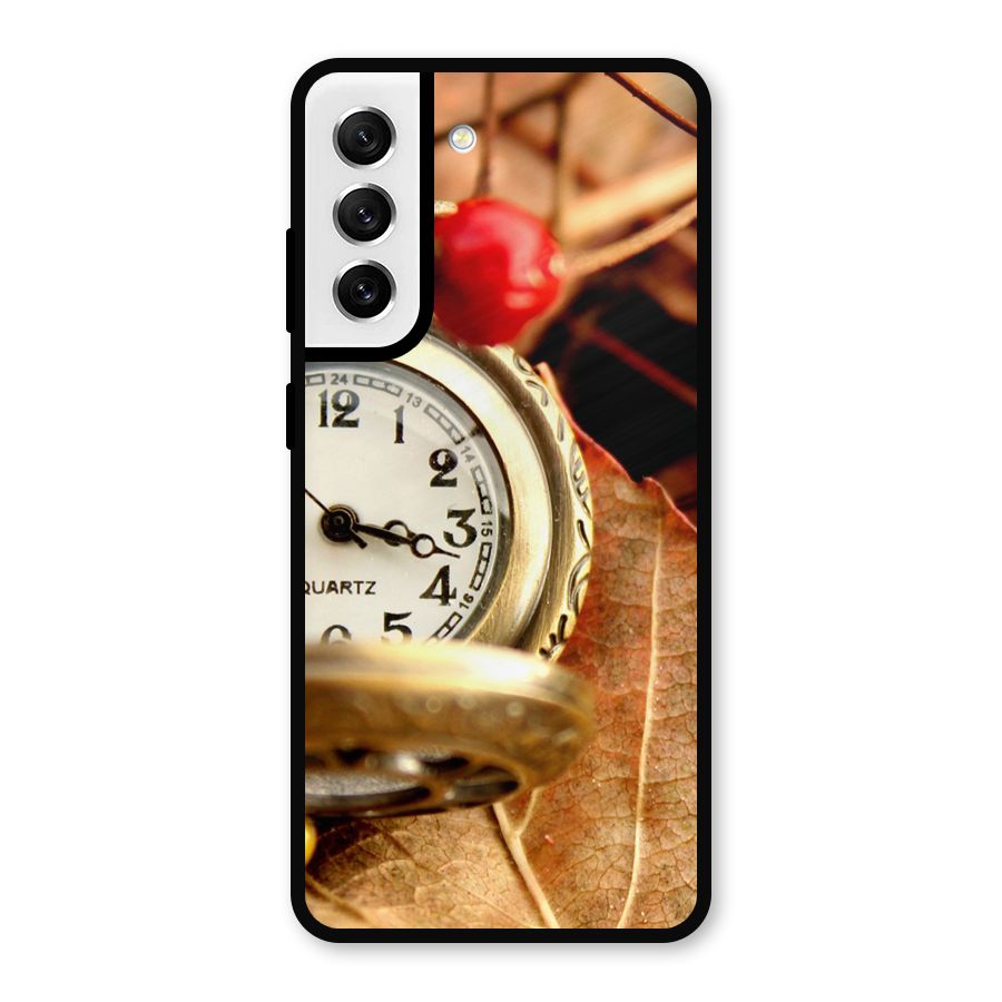 Clock And Cherry Metal Back Case for Galaxy S21 FE 5G