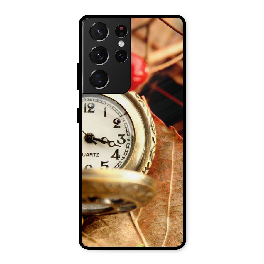 Clock And Cherry Metal Back Case for Galaxy S21 Ultra 5G