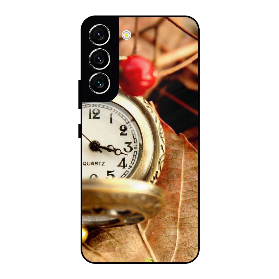 Clock And Cherry Metal Back Case for Galaxy S22 5G