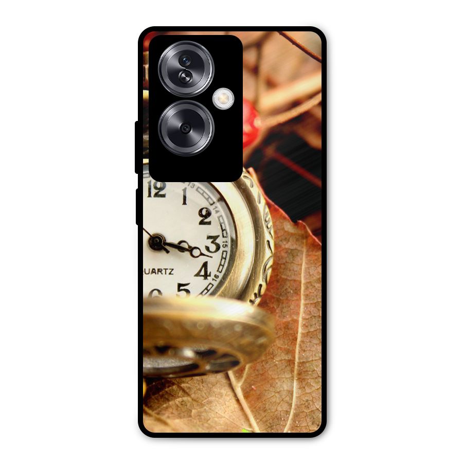 Clock And Cherry Metal Back Case for Oppo A79 5G