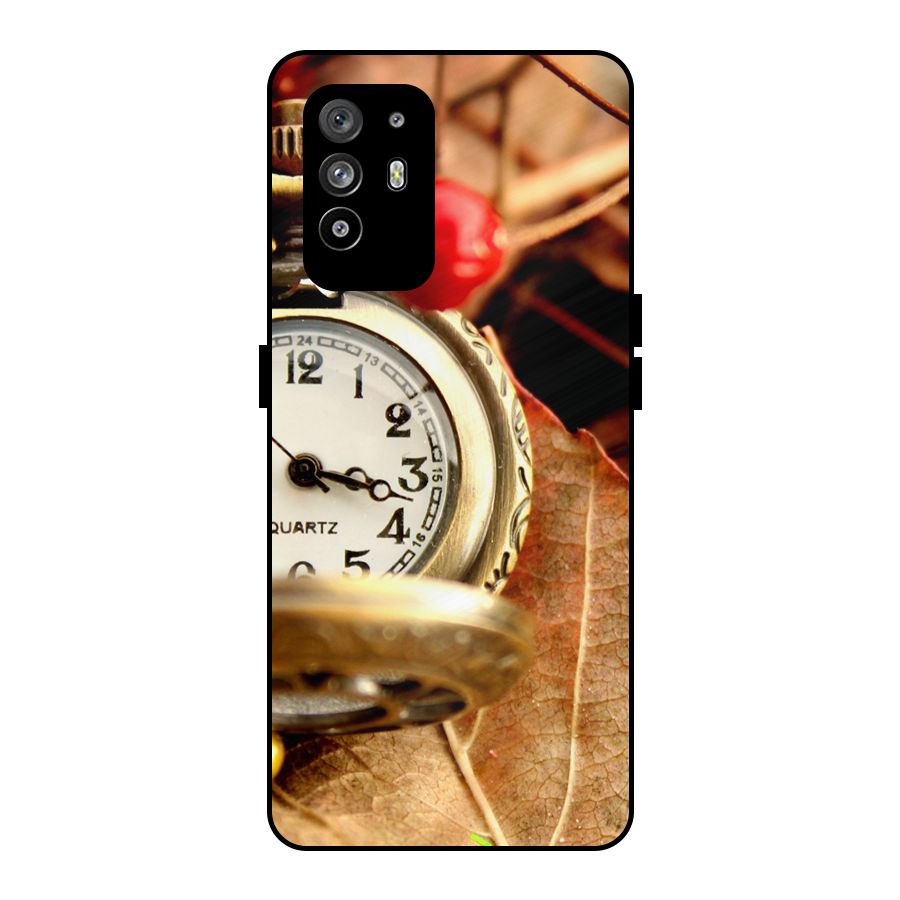 Clock And Cherry Metal Back Case for Oppo F19 Pro Plus 5G