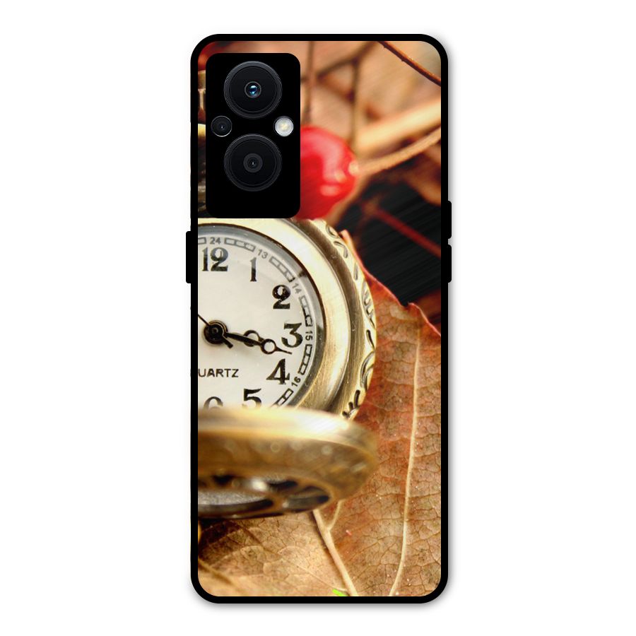 Clock And Cherry Metal Back Case for Oppo F21s Pro 5G
