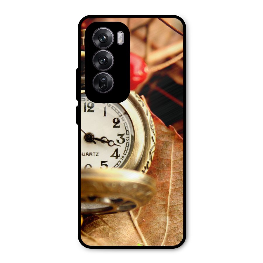 Clock And Cherry Metal Back Case for Oppo Reno12 Pro