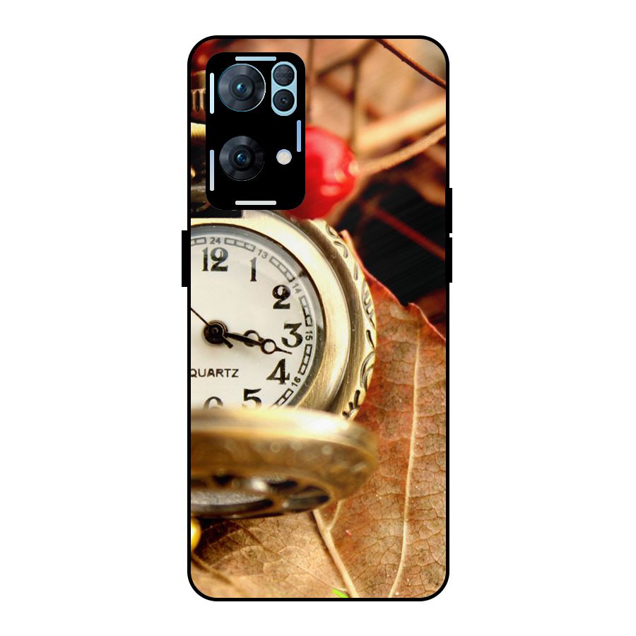 Clock And Cherry Metal Back Case for Oppo Reno7 Pro 5G