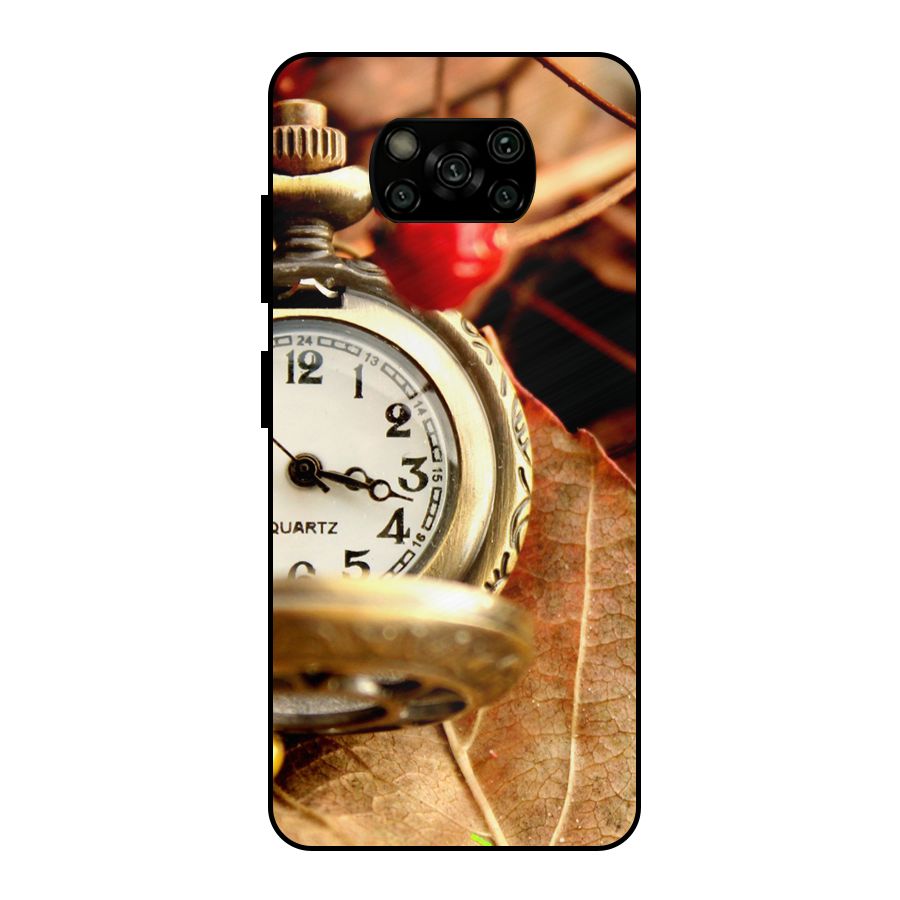 Clock And Cherry Metal Back Case for Poco X3