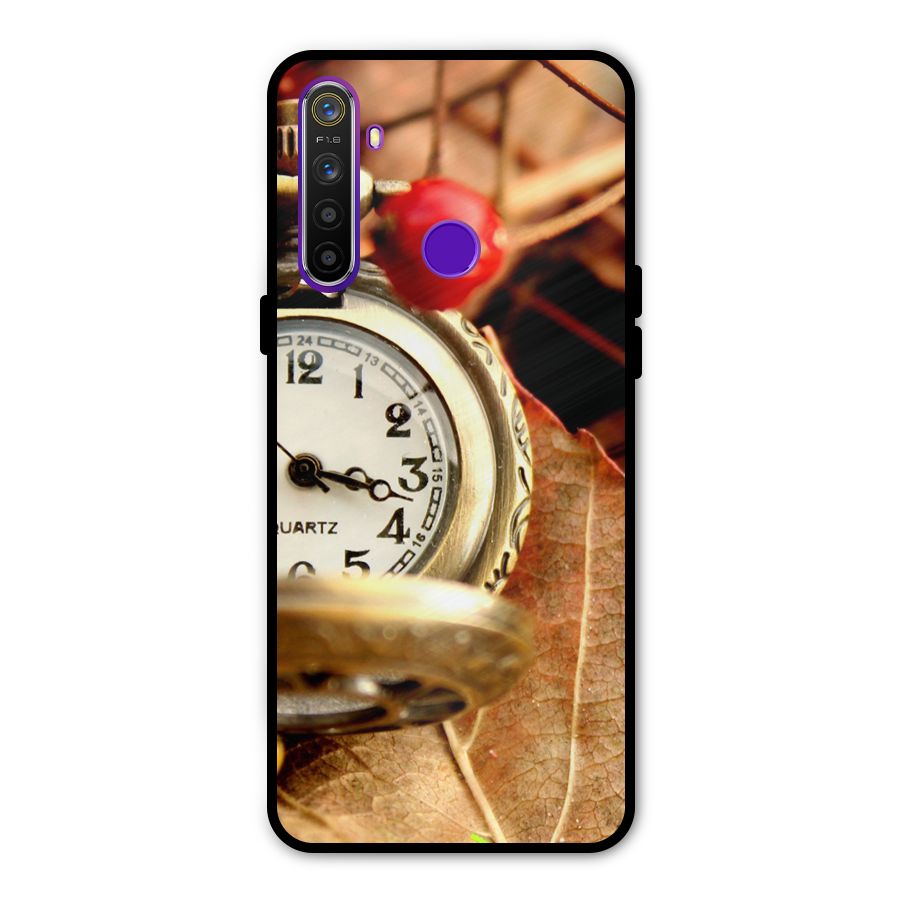 Clock And Cherry Metal Back Case for Realme 5i