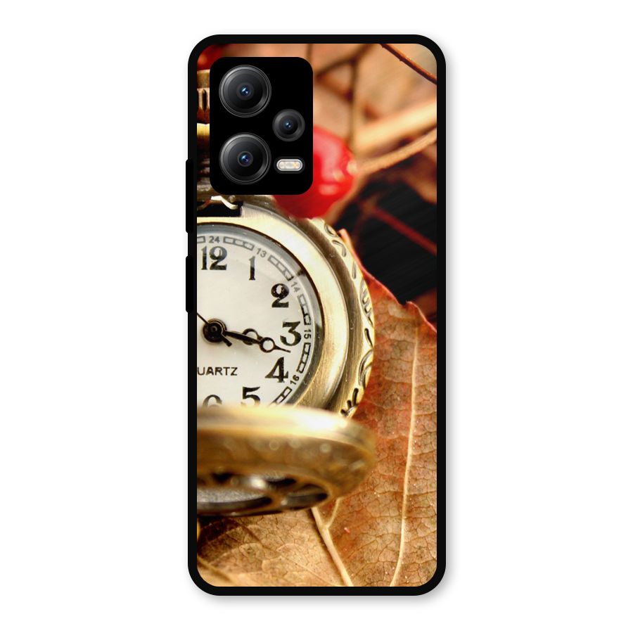 Clock And Cherry Metal Back Case for Redmi Note 12 5G
