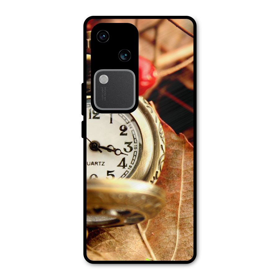 Clock And Cherry Metal Back Case for Vivo V30