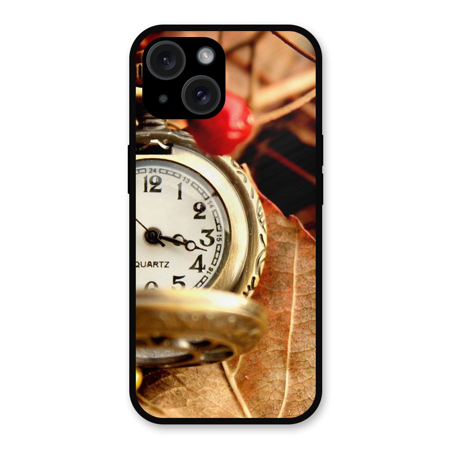 Clock And Cherry Metal Back Case for iPhone 15