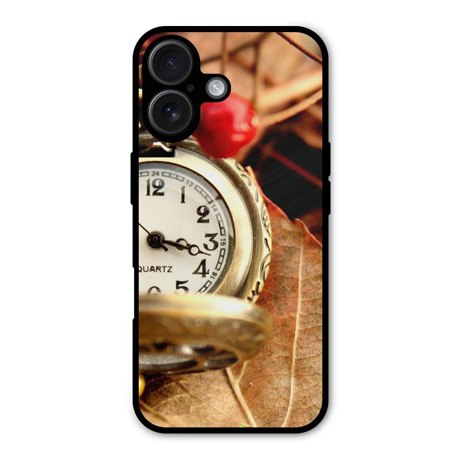 Clock And Cherry Metal Back Case for iPhone 16