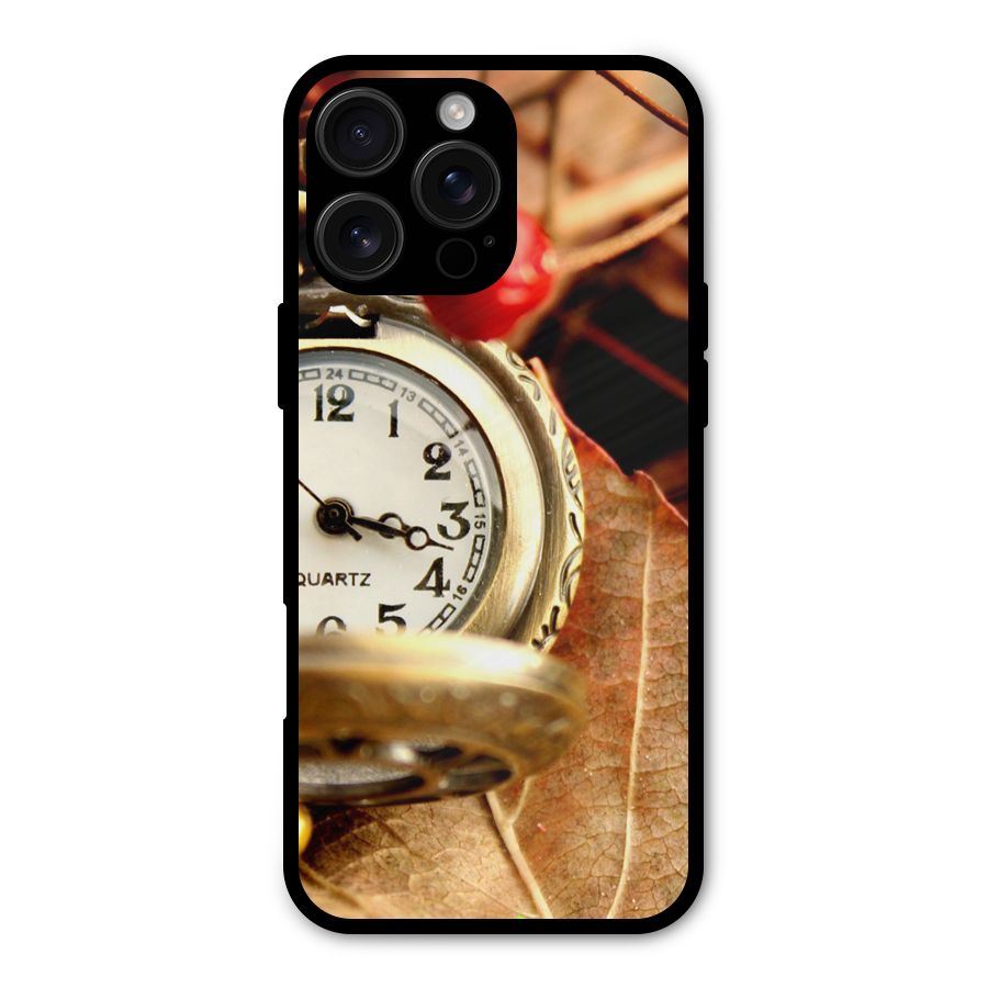 Clock And Cherry Metal Back Case for iPhone 16 Pro Max