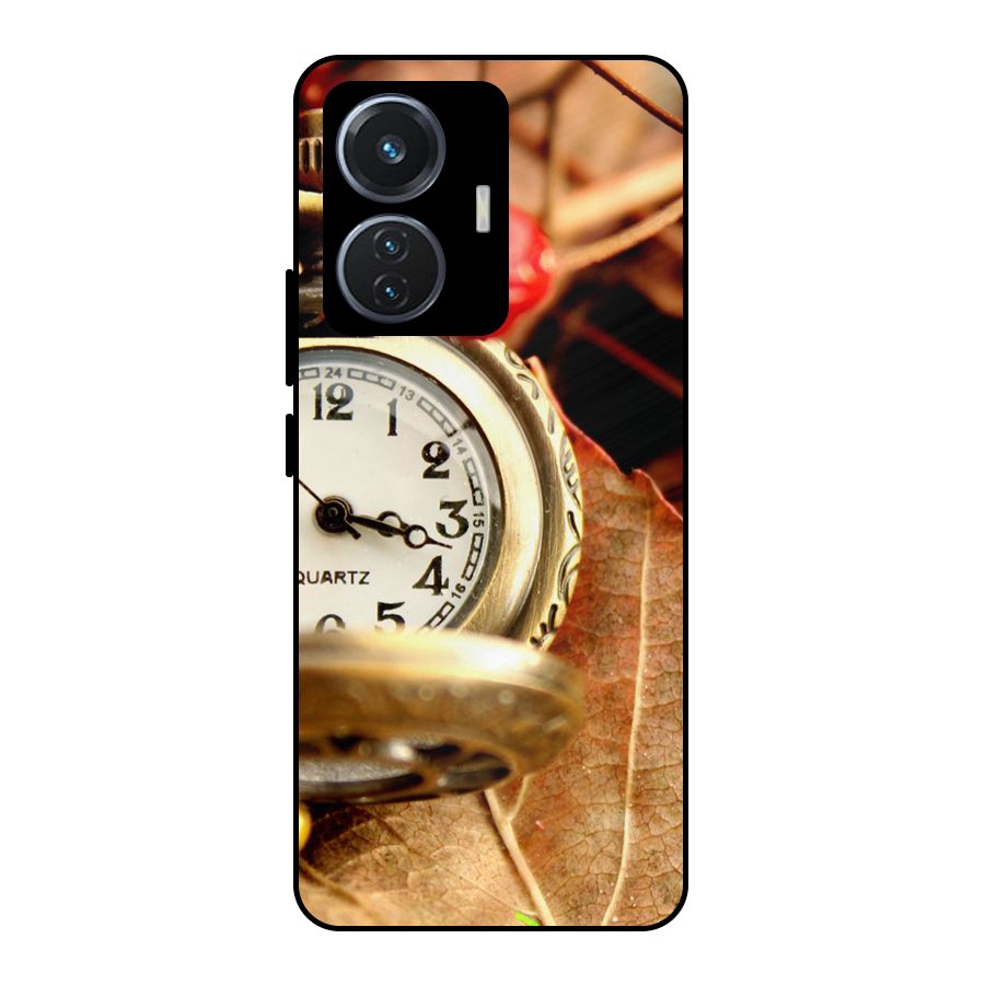 Clock And Cherry Metal Back Case for iQOO Z6 44W