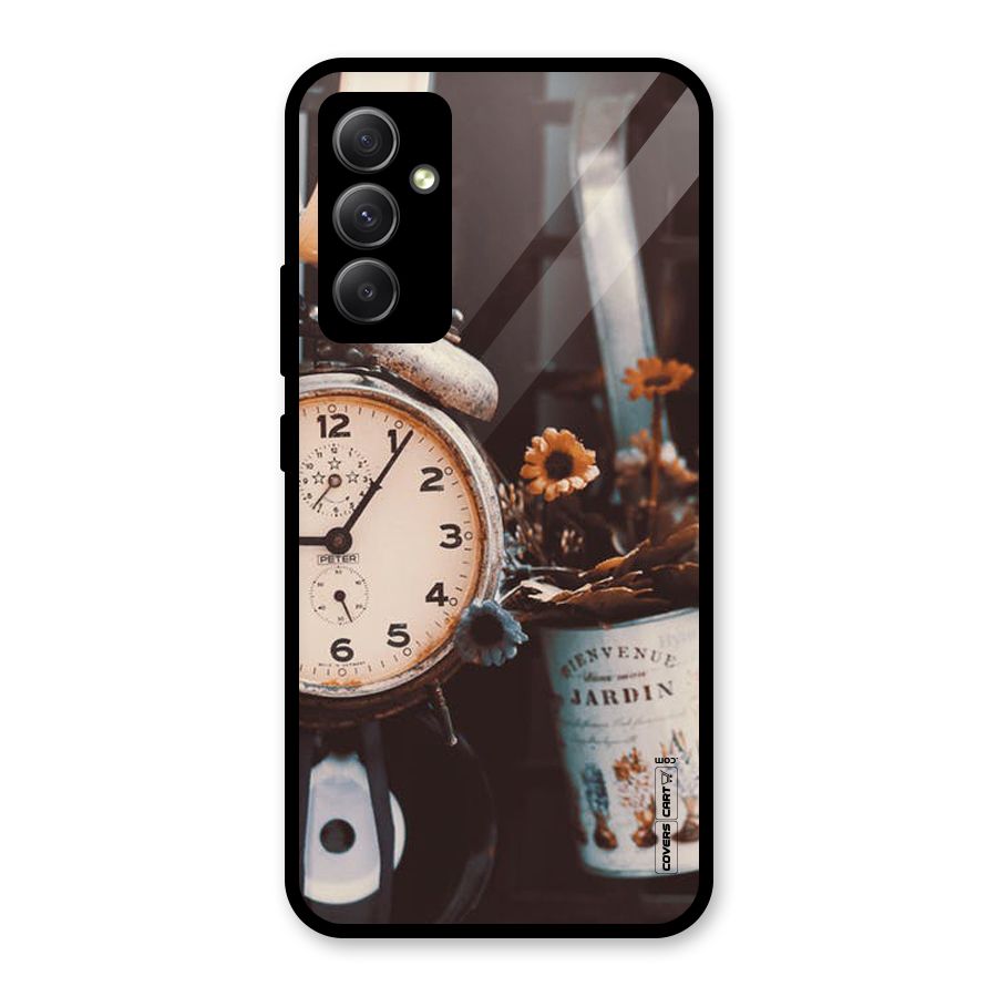Clock And Flowers Glass Back Case for Galaxy A34