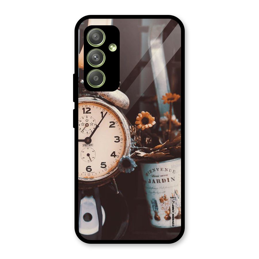 Clock And Flowers Glass Back Case for Galaxy A54