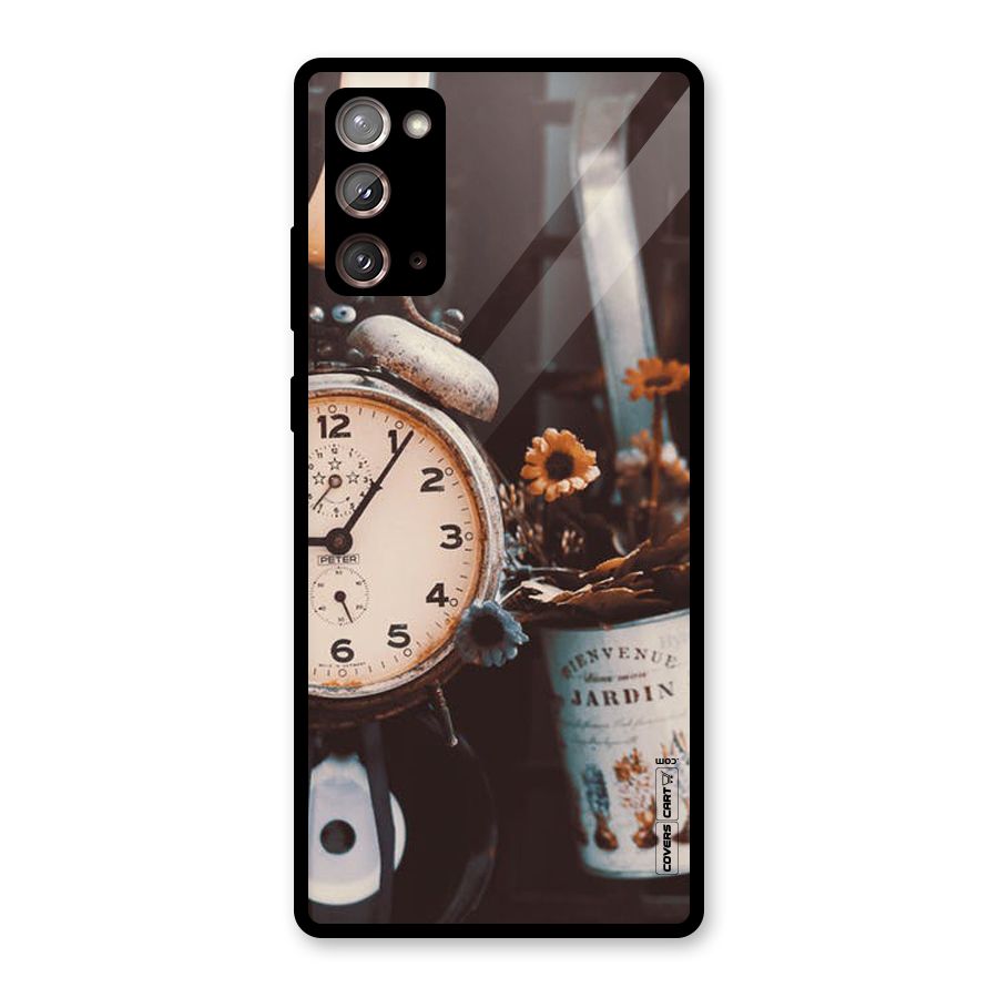 Clock And Flowers Glass Back Case for Galaxy Note 20