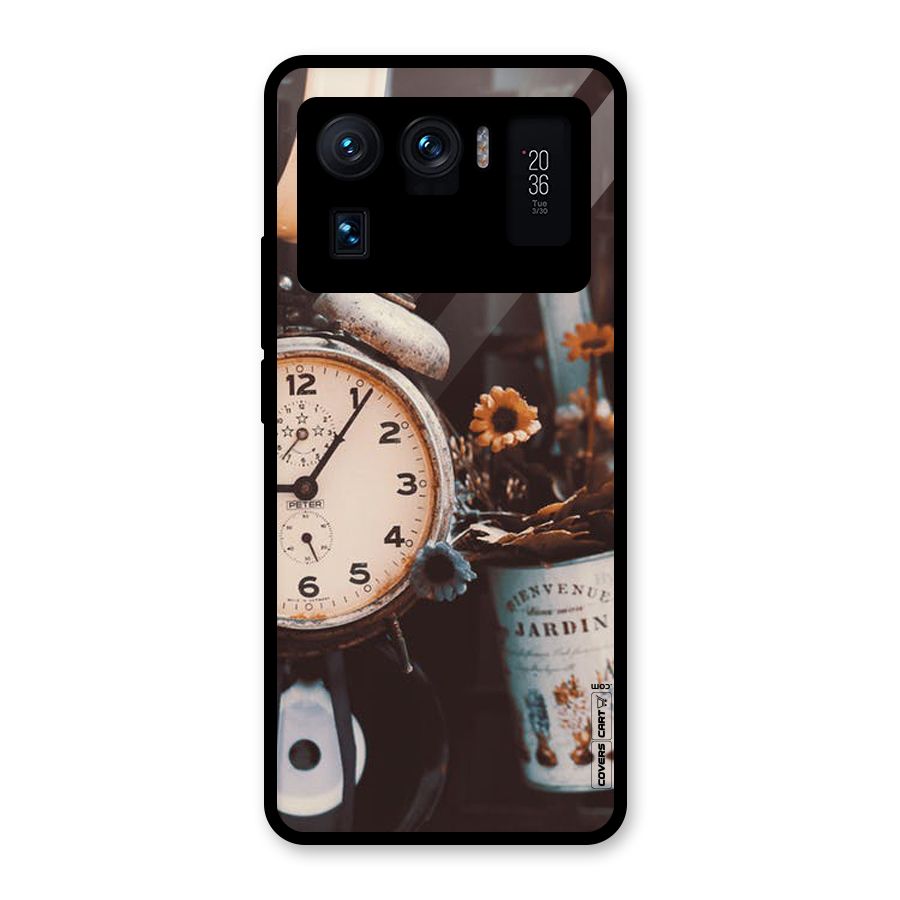 Clock And Flowers Glass Back Case for Mi 11 Ultra