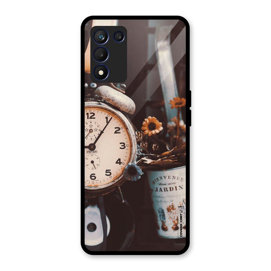 Clock And Flowers Glass Back Case for Realme 9 5G Speed