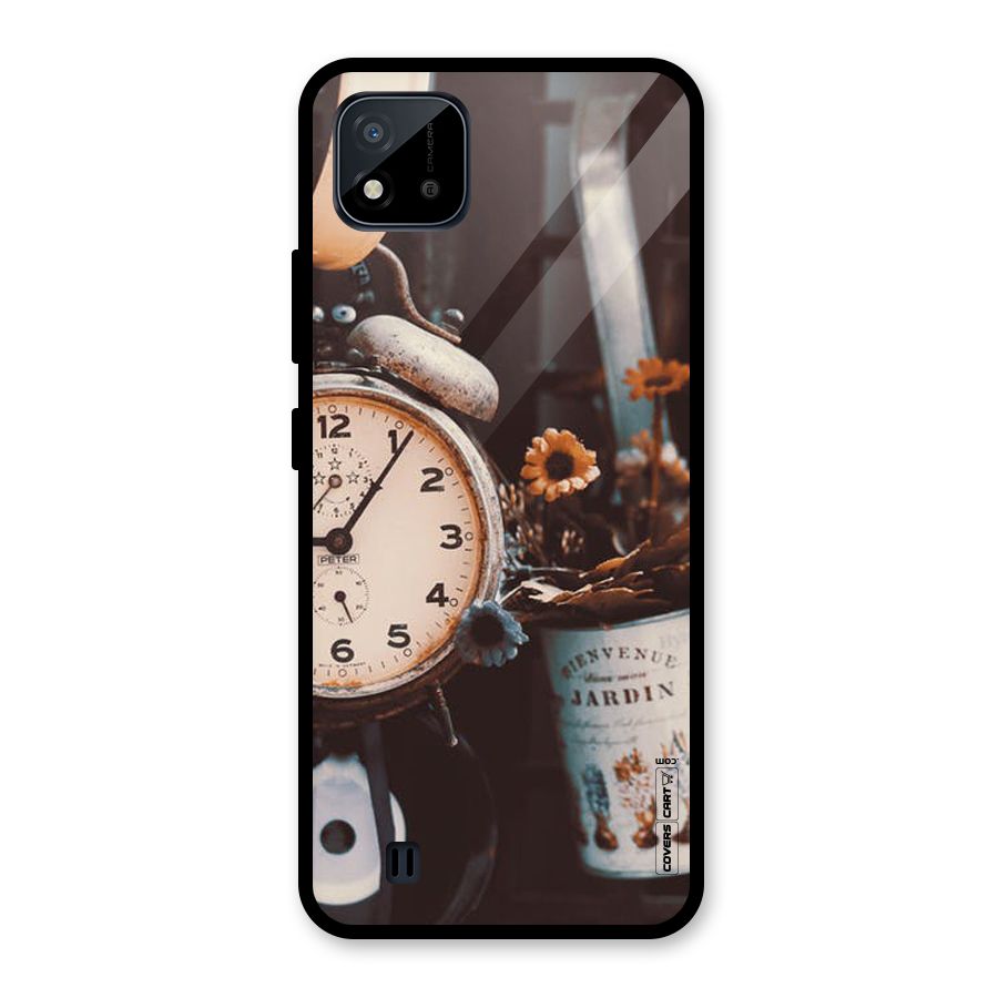 Clock And Flowers Glass Back Case for Realme C11 2021