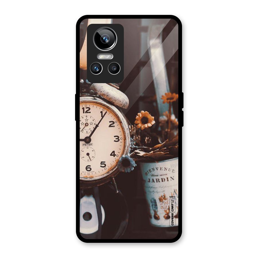 Clock And Flowers Glass Back Case for Realme GT Neo 3