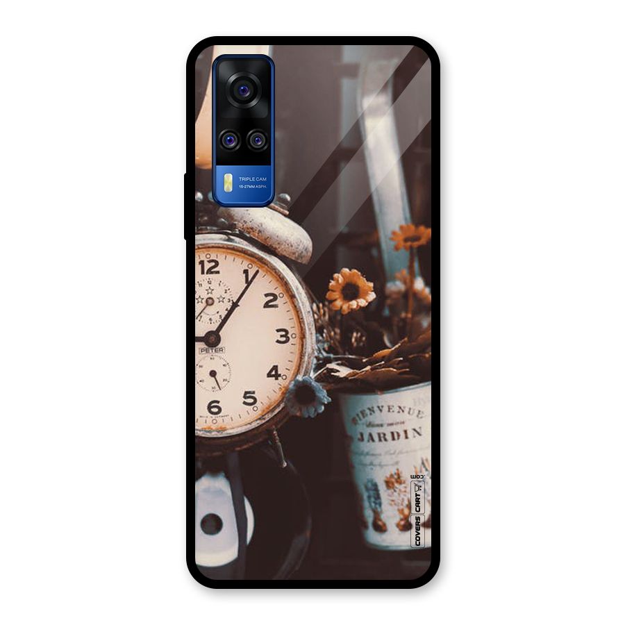 Clock And Flowers Glass Back Case for Vivo Y31