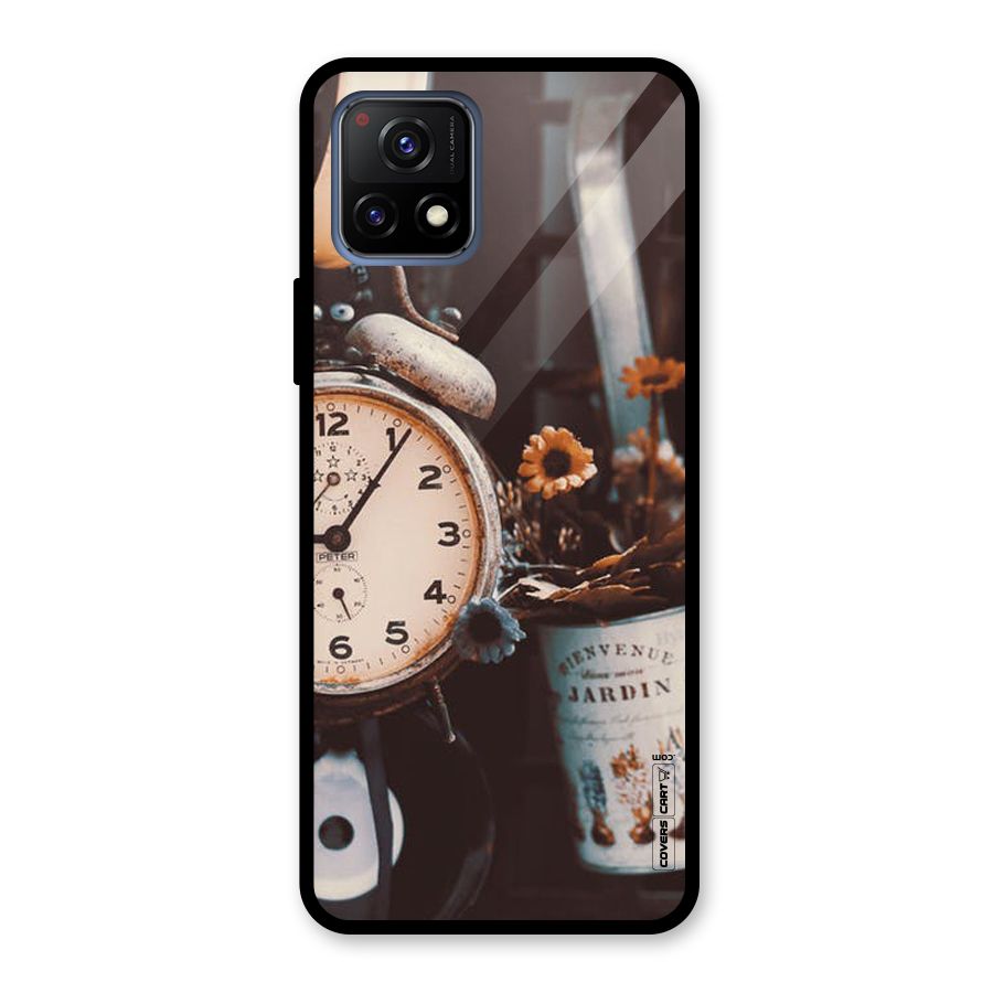 Clock And Flowers Glass Back Case for Vivo Y72 5G