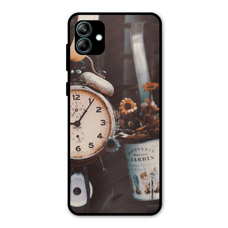 Clock And Flowers Metal Back Case for Galaxy A04
