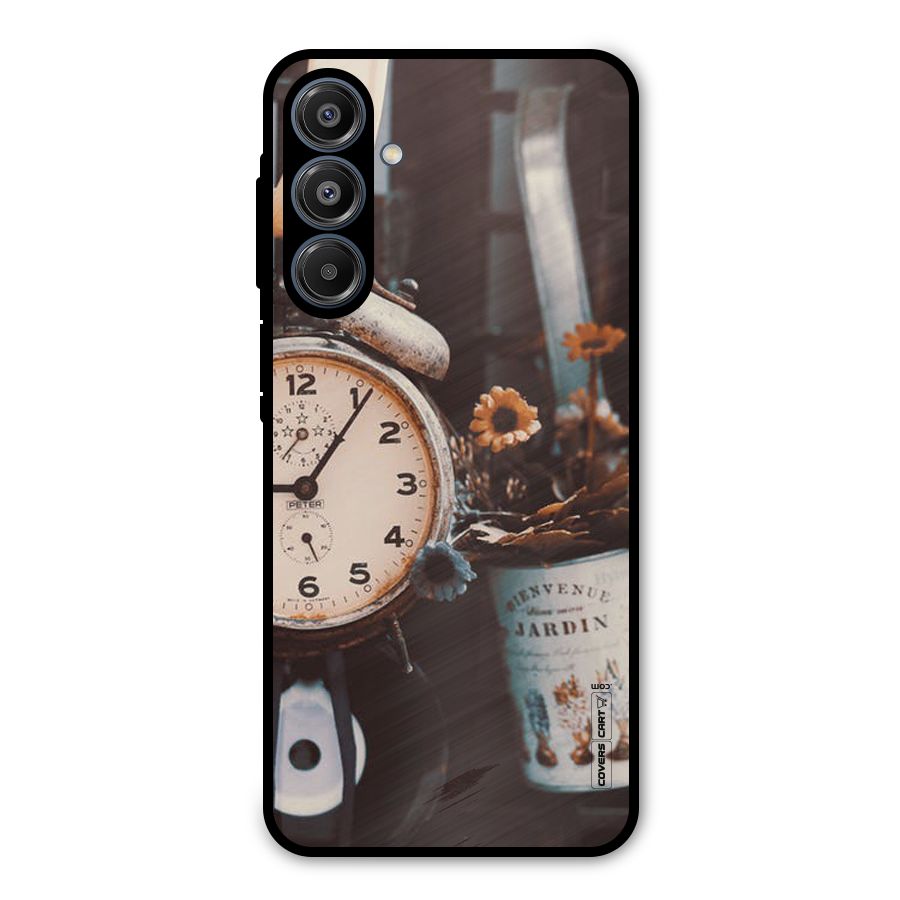 Clock And Flowers Metal Back Case for Galaxy A16 5G