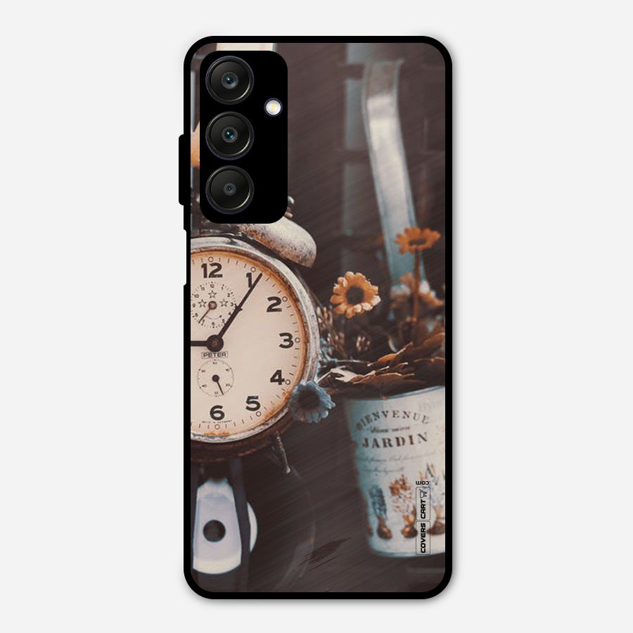 Clock And Flowers Metal Back Case for Galaxy A25 5G