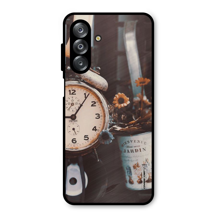 Clock And Flowers Metal Back Case for Galaxy A26