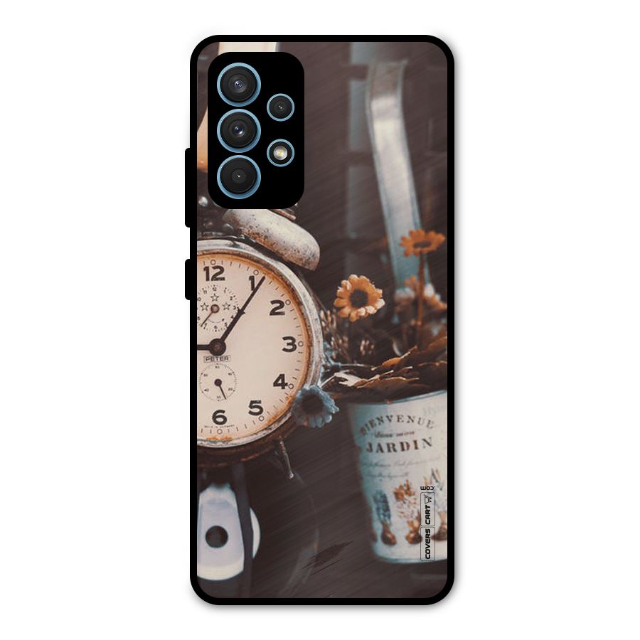 Clock And Flowers Metal Back Case for Galaxy A32