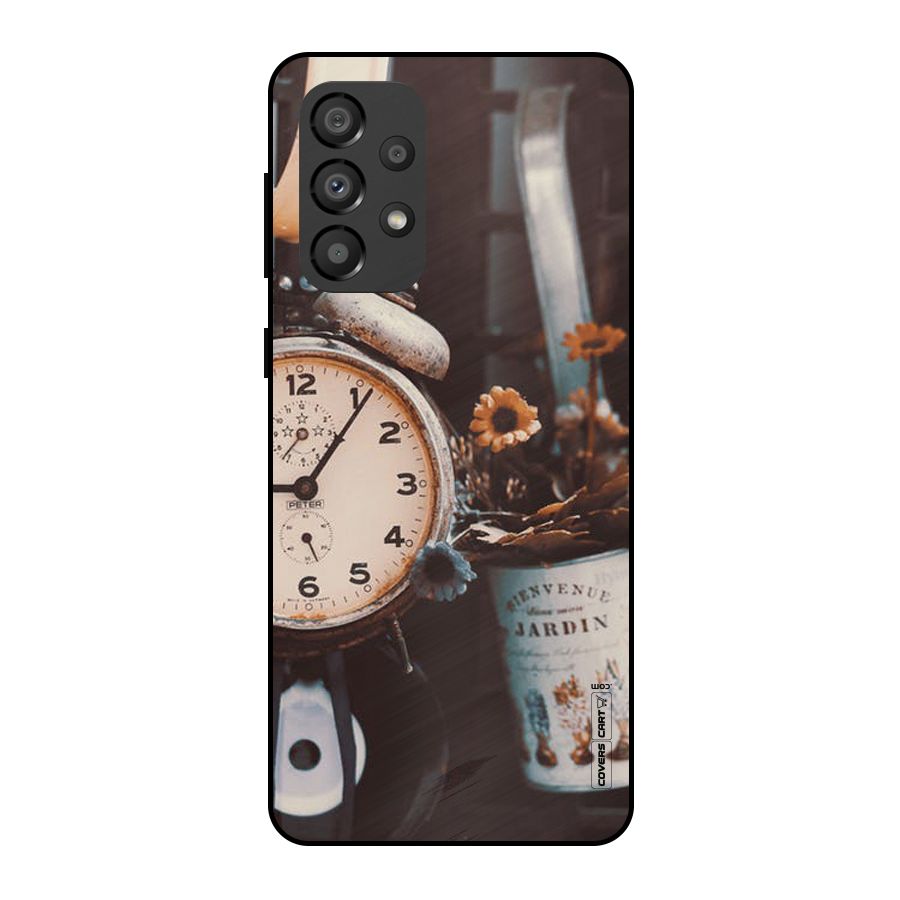 Clock And Flowers Metal Back Case for Galaxy A33 5G