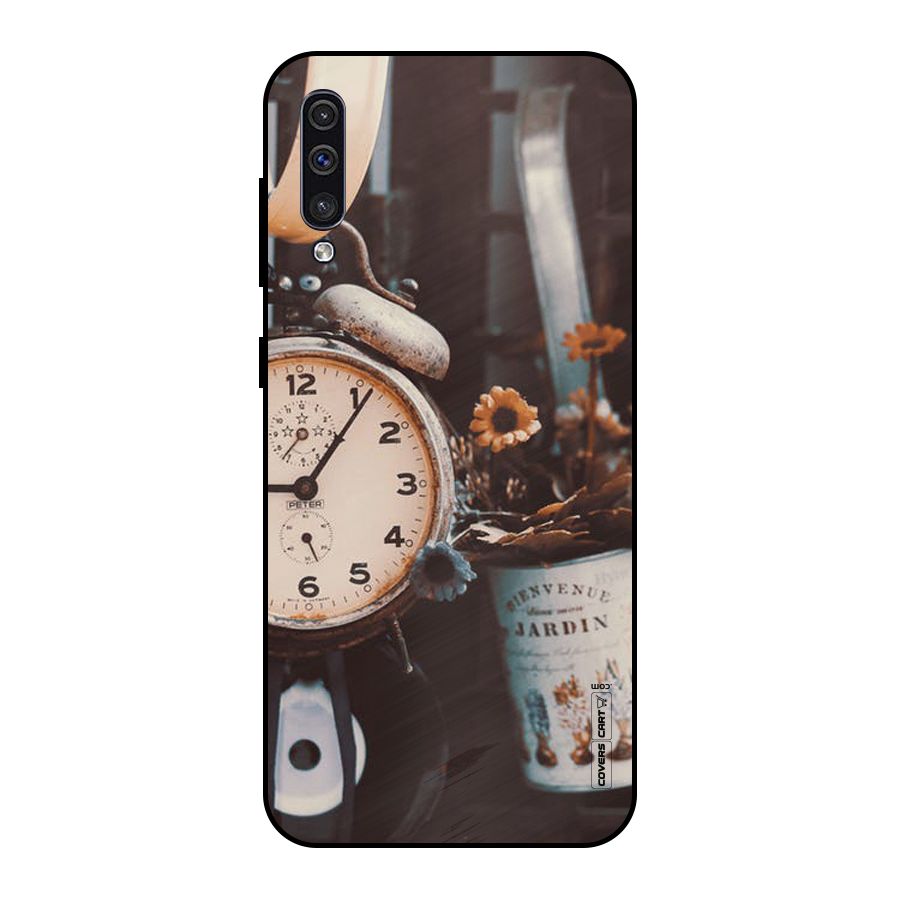 Clock And Flowers Metal Back Case for Galaxy A50