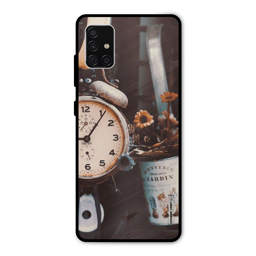 Clock And Flowers Metal Back Case for Galaxy A51