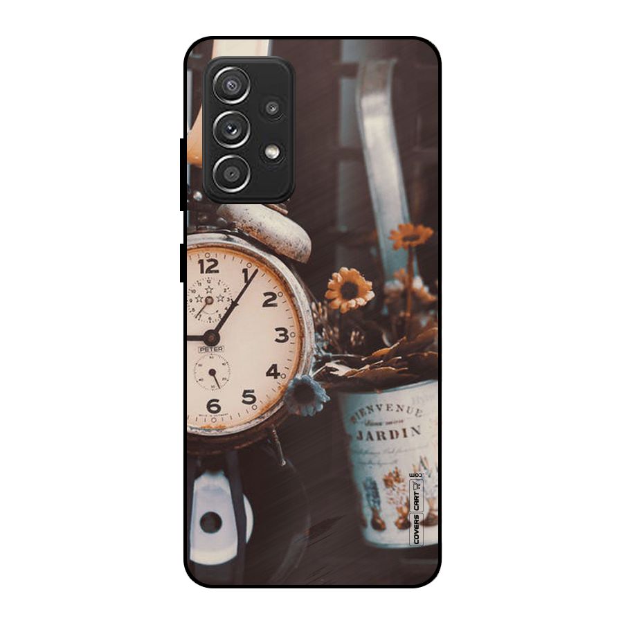 Clock And Flowers Metal Back Case for Galaxy A52