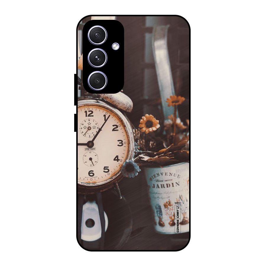 Clock And Flowers Metal Back Case for Galaxy A54