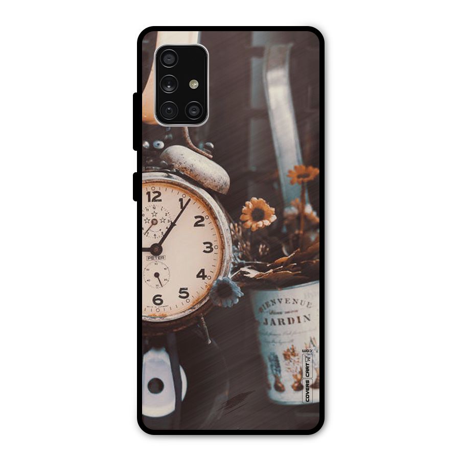 Clock And Flowers Metal Back Case for Galaxy A71