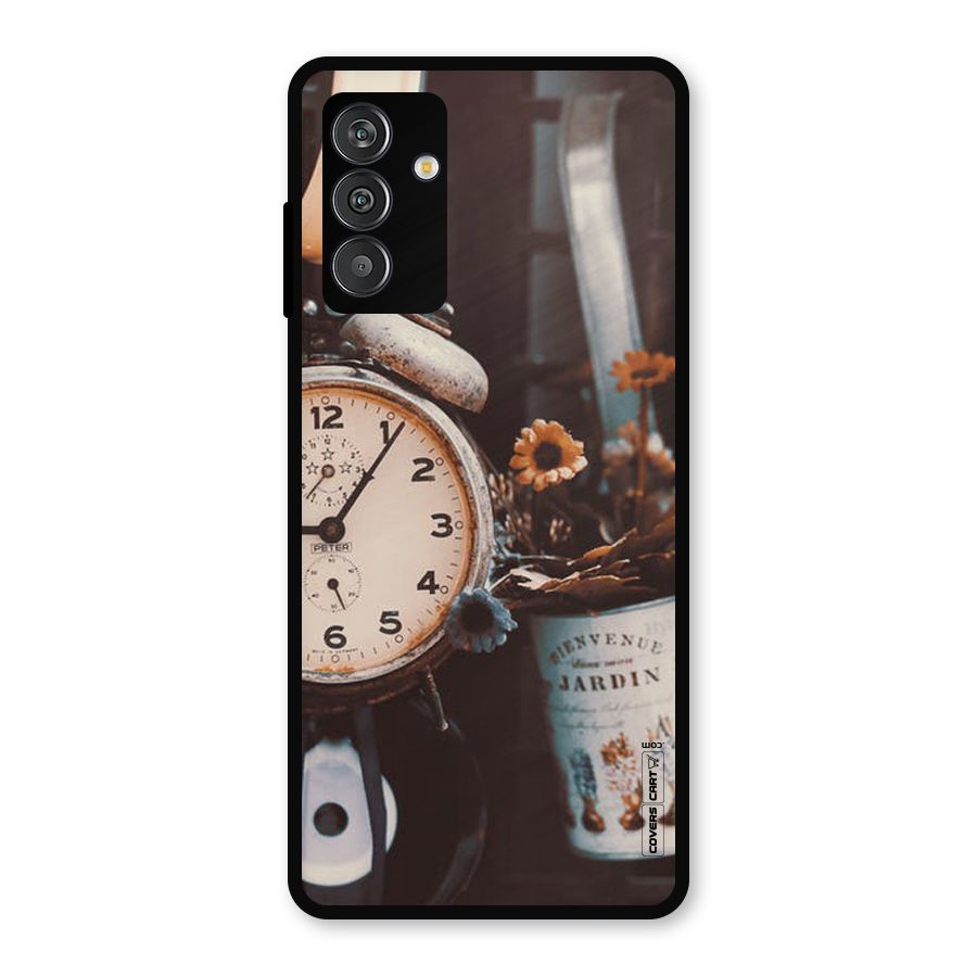 Clock And Flowers Metal Back Case for Galaxy F13