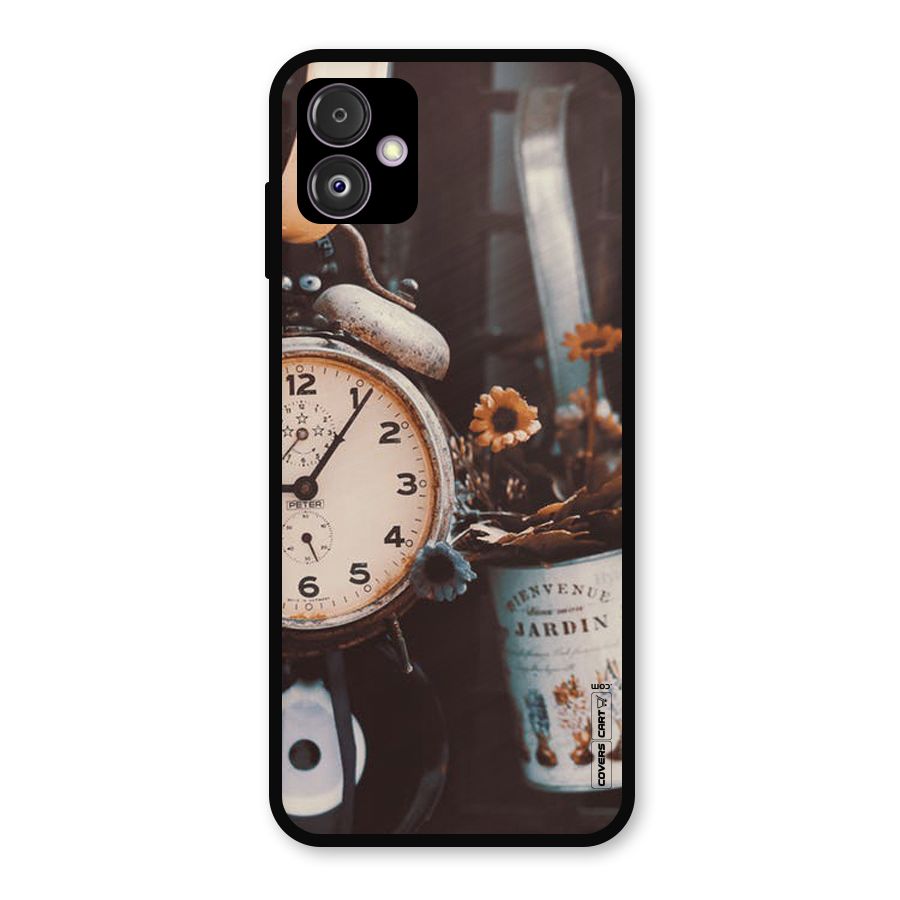 Clock And Flowers Metal Back Case for Galaxy F14