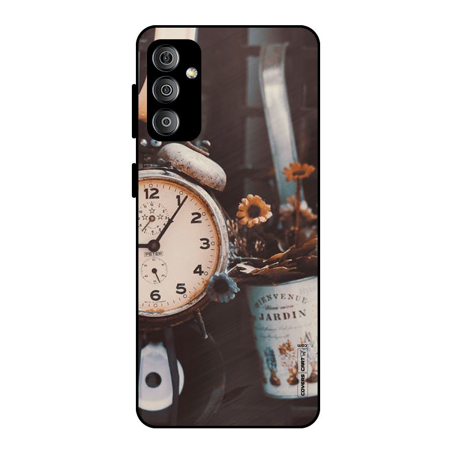 Clock And Flowers Metal Back Case for Galaxy F23