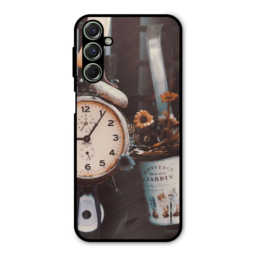 Clock And Flowers Metal Back Case for Galaxy F34