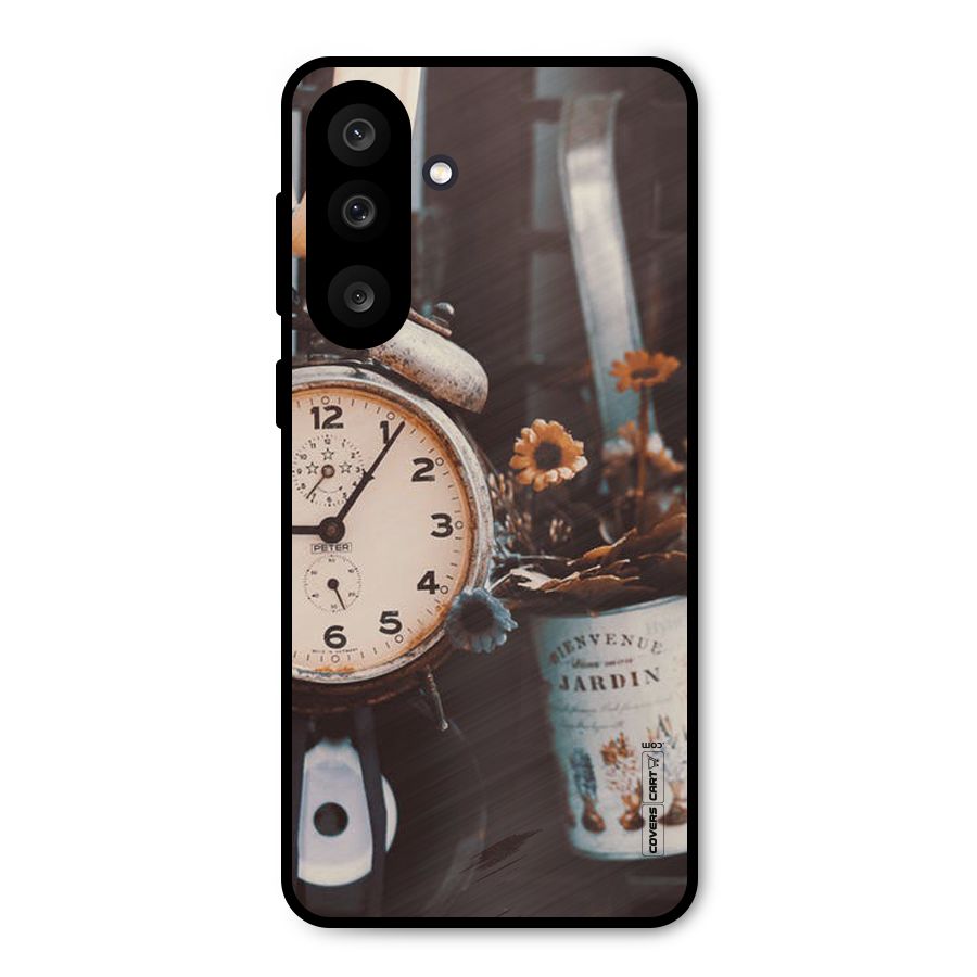 Clock And Flowers Metal Back Case for Galaxy F56