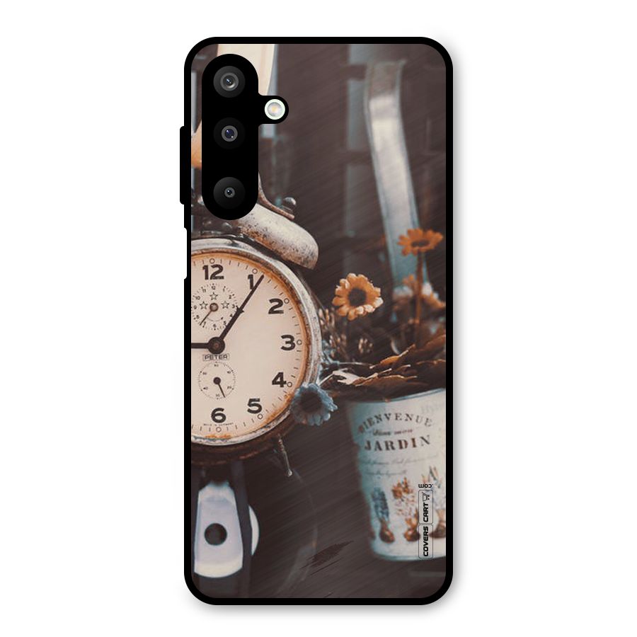 Clock And Flowers Metal Back Case for Galaxy M16