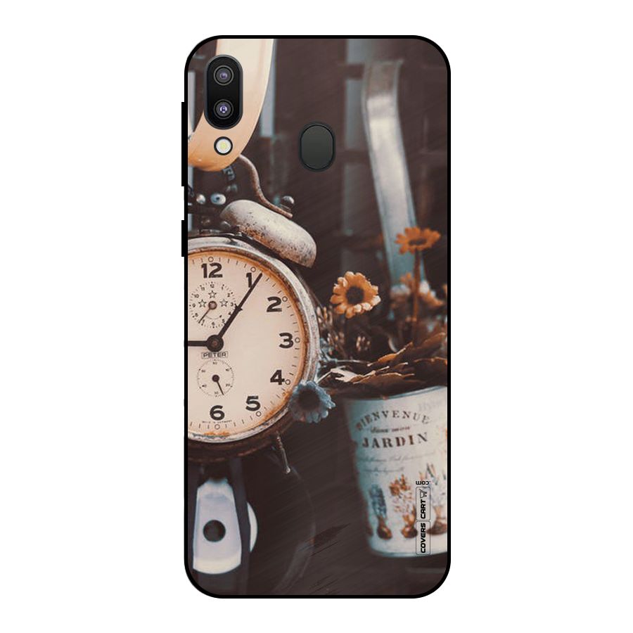 Clock And Flowers Metal Back Case for Galaxy M20