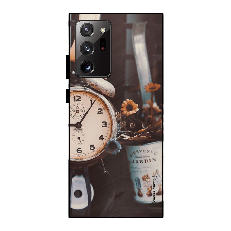 Clock And Flowers Metal Back Case for Galaxy Note 20 Ultra