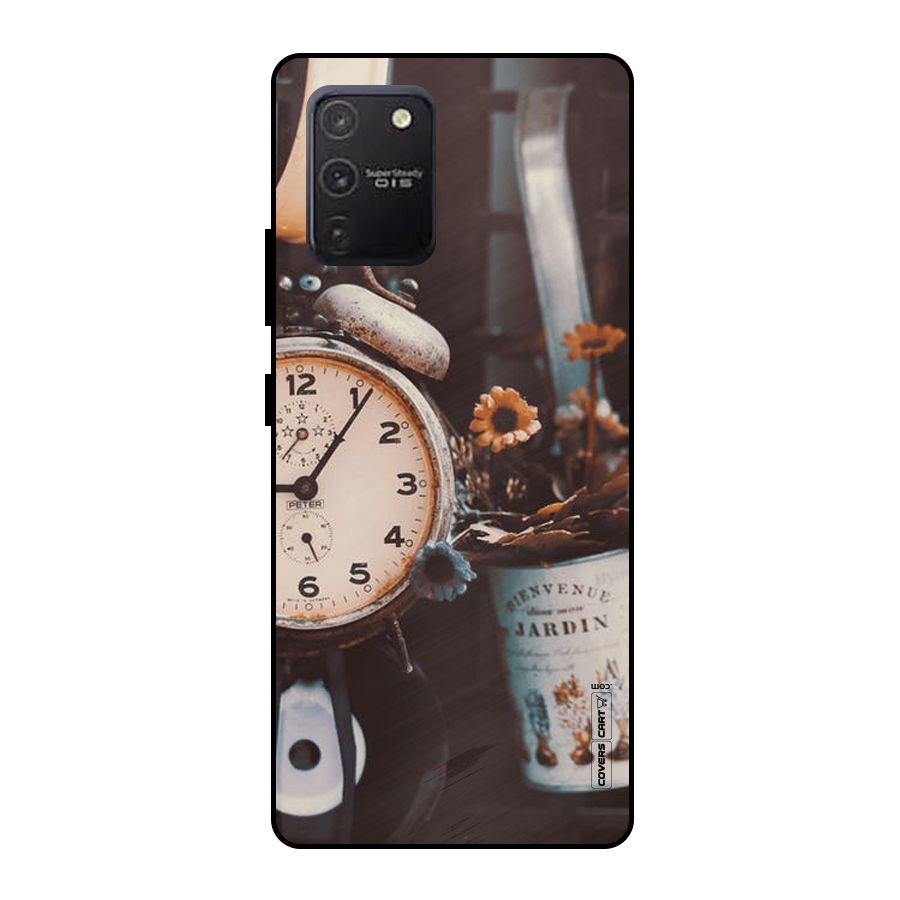 Clock And Flowers Metal Back Case for Galaxy S10 Lite